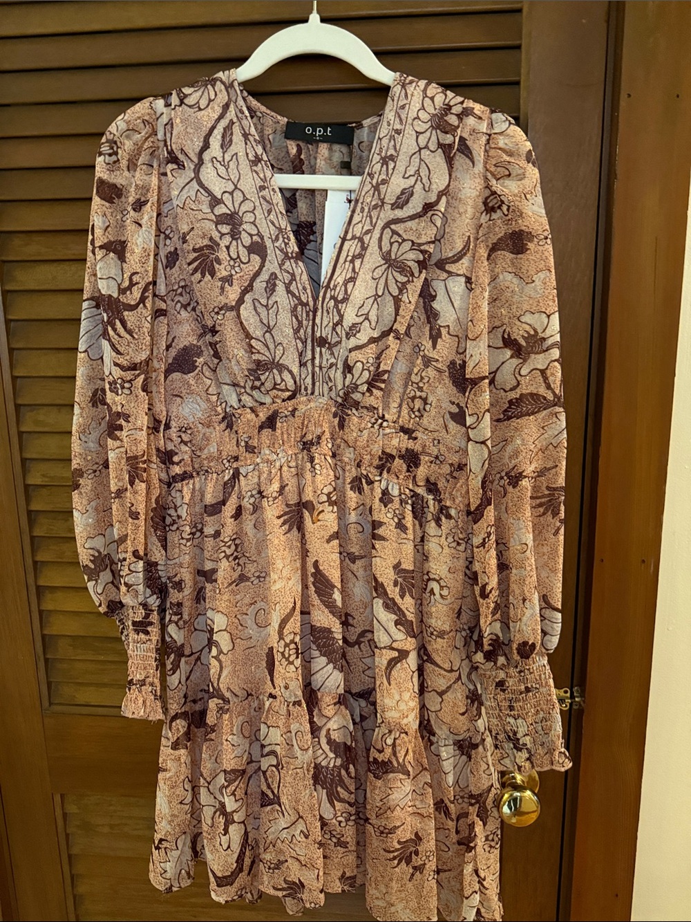O.P.T. Metallic Floral V-Neck Mini Dress